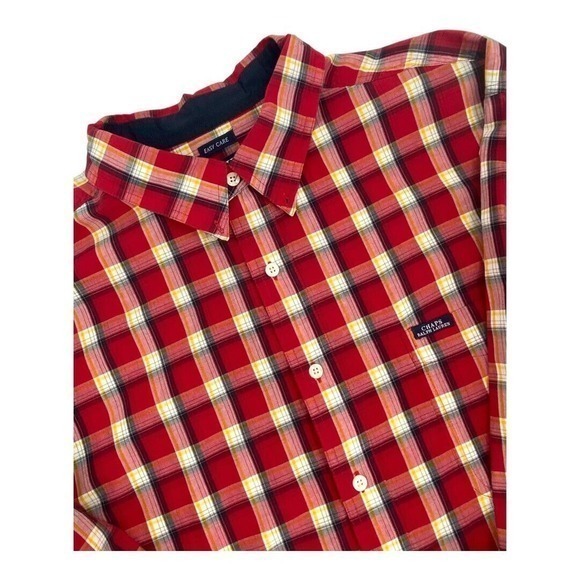 Chaps Ralph Lauren Easy Care Camp Shirt Red Plaid Button Up Long Sleeve Size XXL - Picture 5 of 10